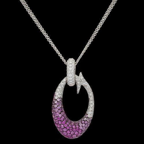 Salavetti Pink Sapphire & Diamond Pendant Necklace