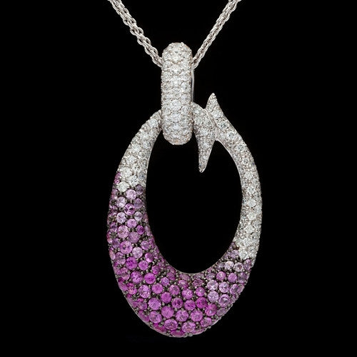 Salavetti Pink Sapphire & Diamond Pendant Necklace