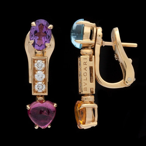 Bulgari Colored Stone Pendant Earrings
