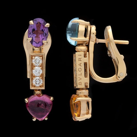 Bulgari Colored Stone Pendant Earrings