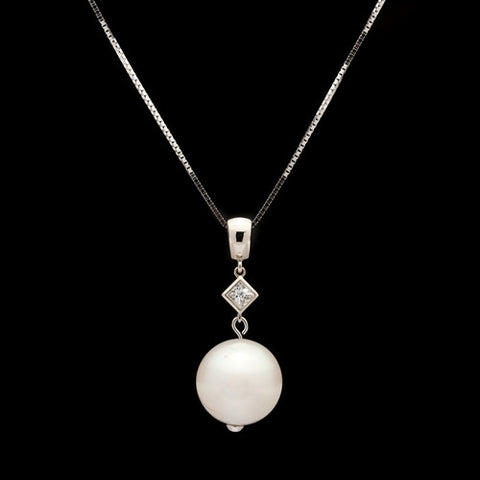 Pearl & Diamond Drop Necklace