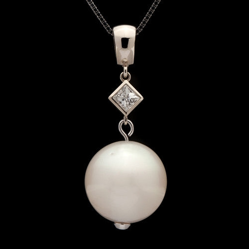 Pearl & Diamond Drop Necklace