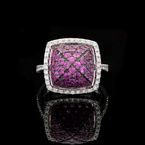 Favero Pink Sapphire & Diamond Dome Ring