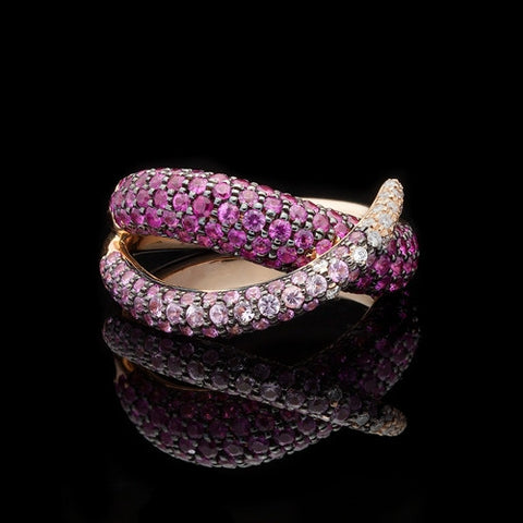 Salavetti Pink Sapphire & Diamond Wrap Ring
