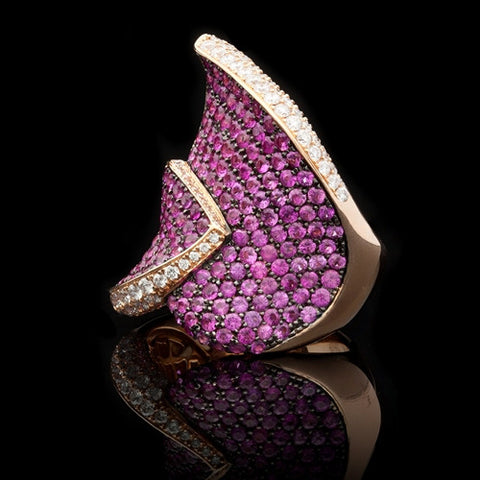 Salavetti Pink Sapphire & Diamond Cocktail Ring
