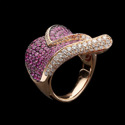 Salavetti Pink Sapphire & Diamond Cocktail Ring