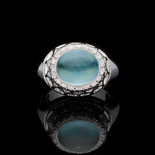 Favero Oval Moonstone & Diamond Ring
