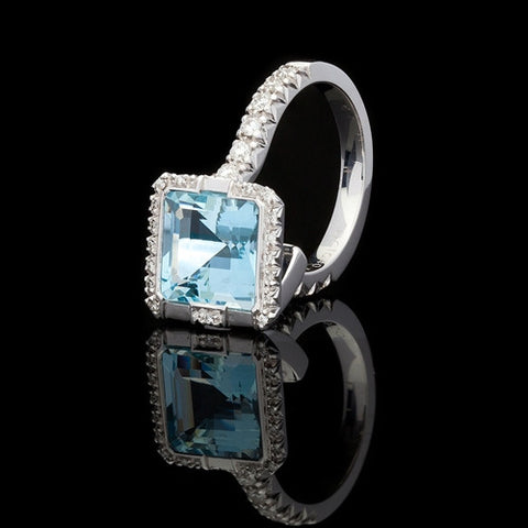 Favero Aquamarine & Diamond Cocktail Ring