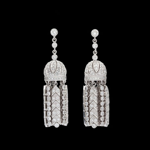 4ct tw Art Deco Diamond Chandelier Earrings