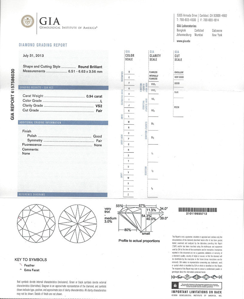 GIA 0.94-ct L/VS2 Round Brilliant Cut Loose Diamond