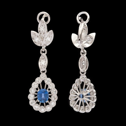 Diamond & Sapphire Platinum Dangle Earrings
