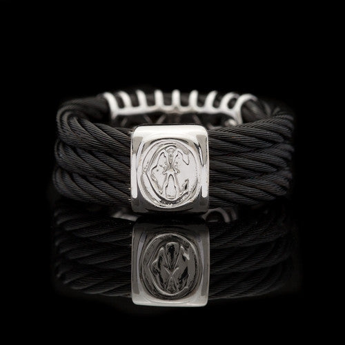 Charriol 18Kt & Black Steel Cable Diamond Band Ring