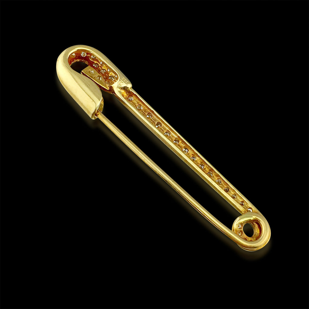 Delicate 18kt Yellow Gold & Diamond Safety Pin