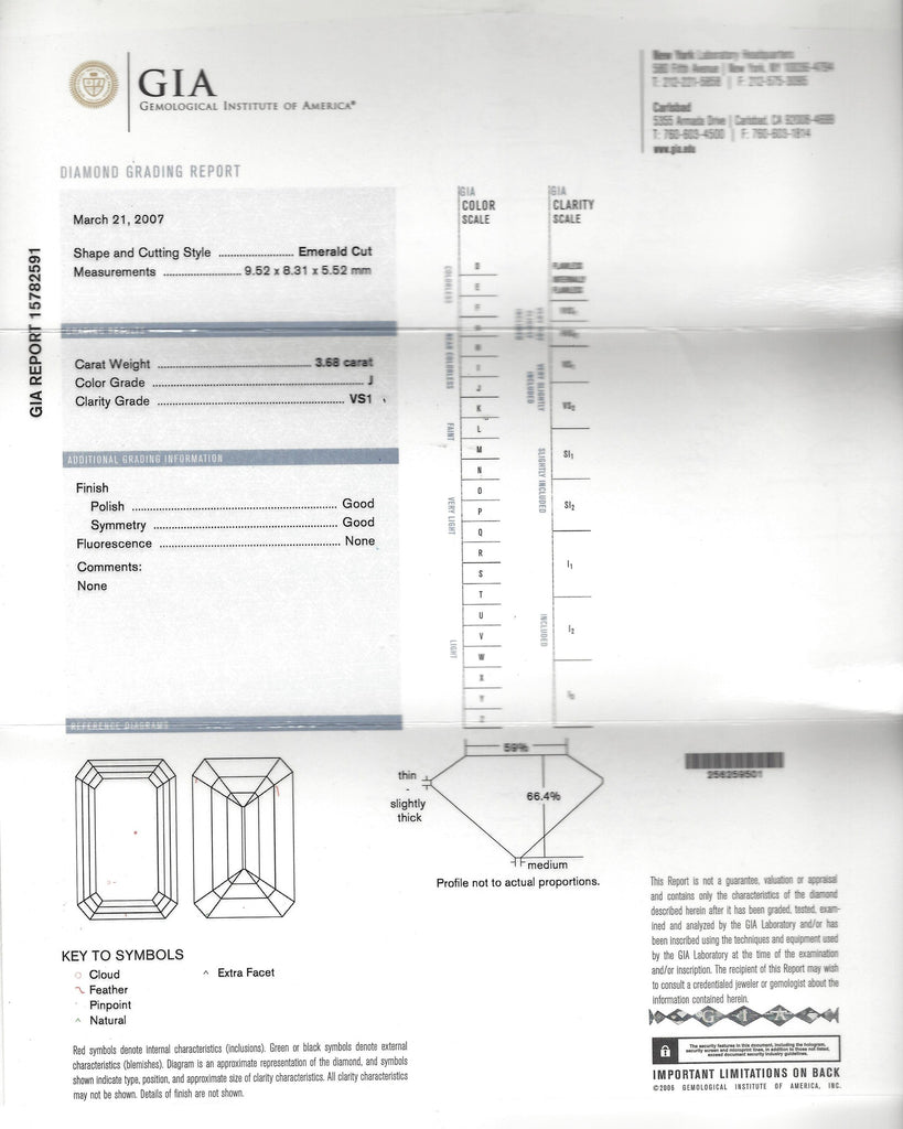 GIA 3.68 Carat J/VS1 Emerald Cut Diamond Gold Ring