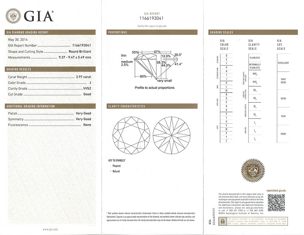 GIA 2.97-ct J/VVS2 Round Brilliant Loose Diamond