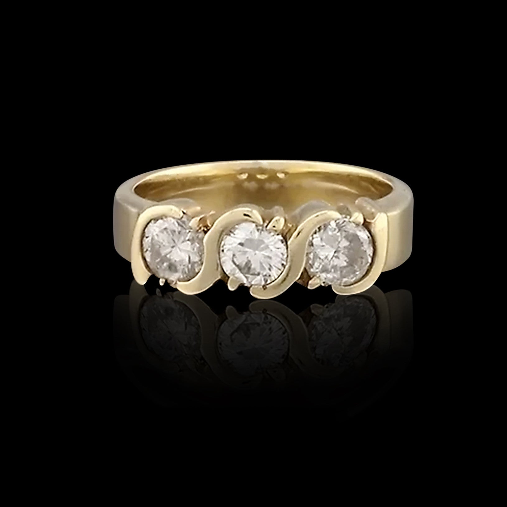 14K White Gold Ladies Cluster Diamond Ring 0.63ct Three Stone Ring Design  501530