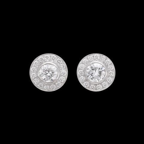 Extraordinary Diamond Halo Stud Platinum Earrings