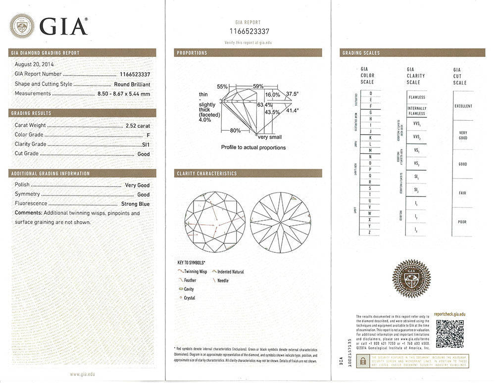 GIA 2.52-ct F/SI1 Round Brilliant Cut Loose Diamond
