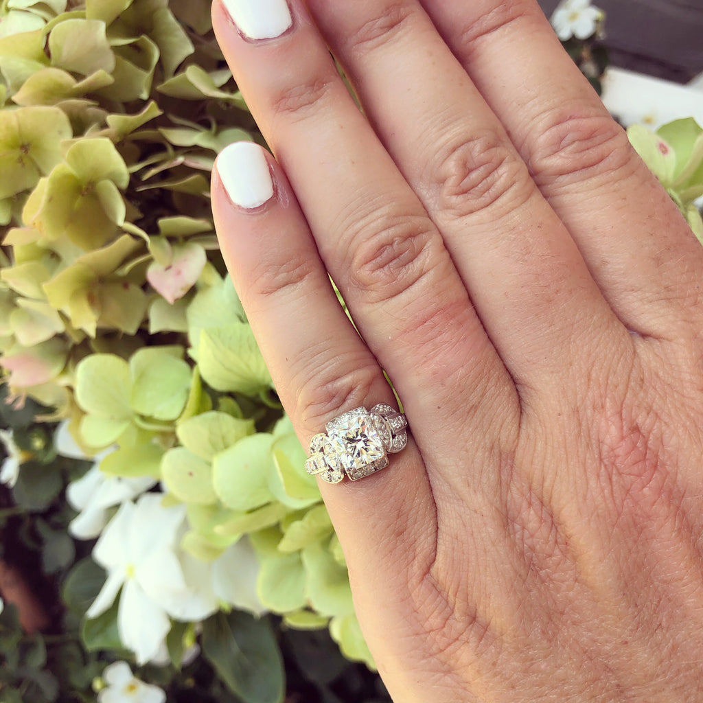 GIA 1.50 Carat Cushion Cut Diamond Platinum Ring