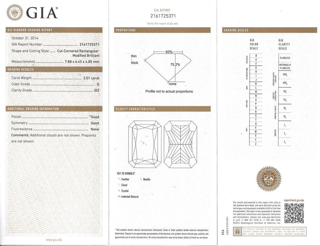 GIA 2.01-ct G/SI2 Radiant Cut Loose Diamond