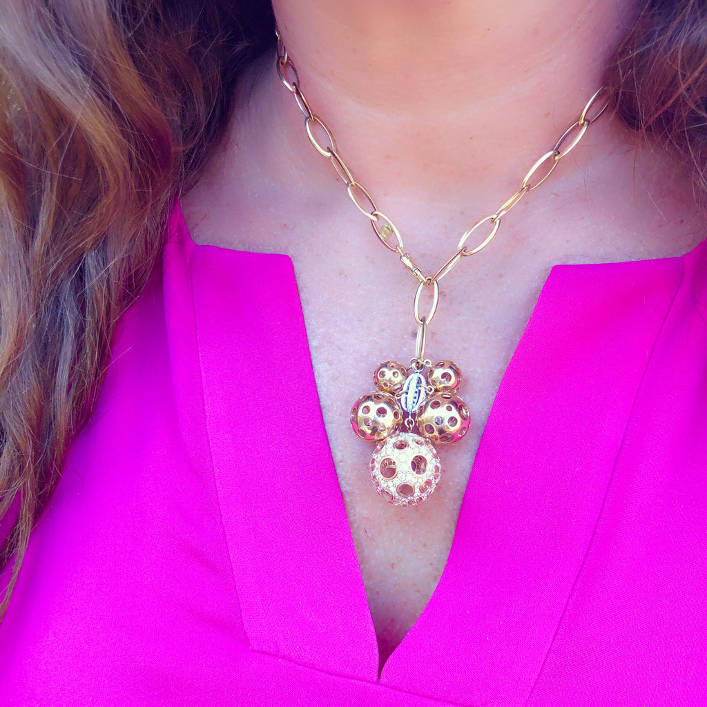 Luca Carati Diamond 18Kt Rose Gold Charm Necklace