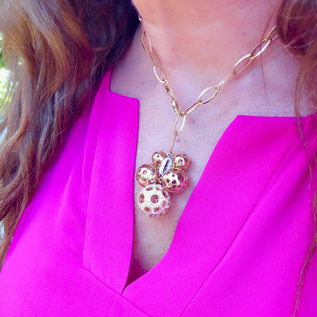 Luca Carati Diamond 18Kt Rose Gold Charm Necklace