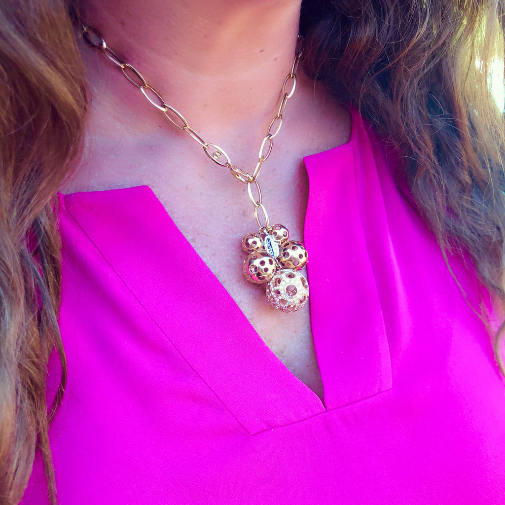 Luca Carati Diamond 18Kt Rose Gold Charm Necklace