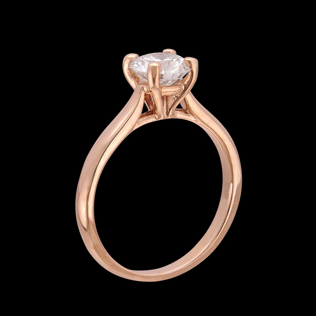 GIA 1.03 Carat F/VS2 Solitaire Rose Gold Ring