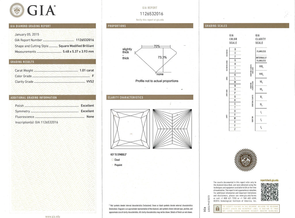 GIA 1.01-ct F/VVS2 Princess Cut Loose Diamond
