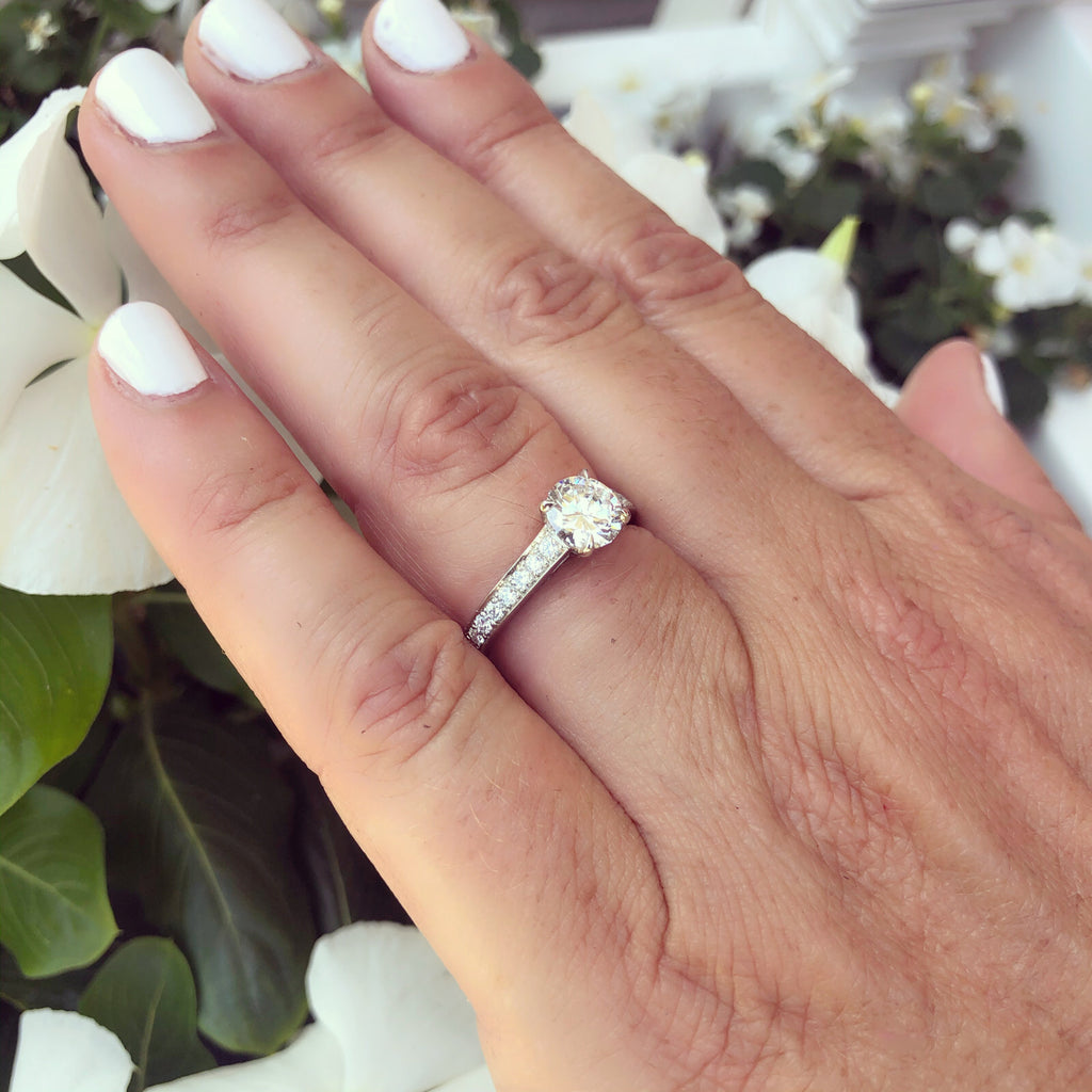 GIA 1.06 D/VS2 in Custom Platinum & Diamond Ring