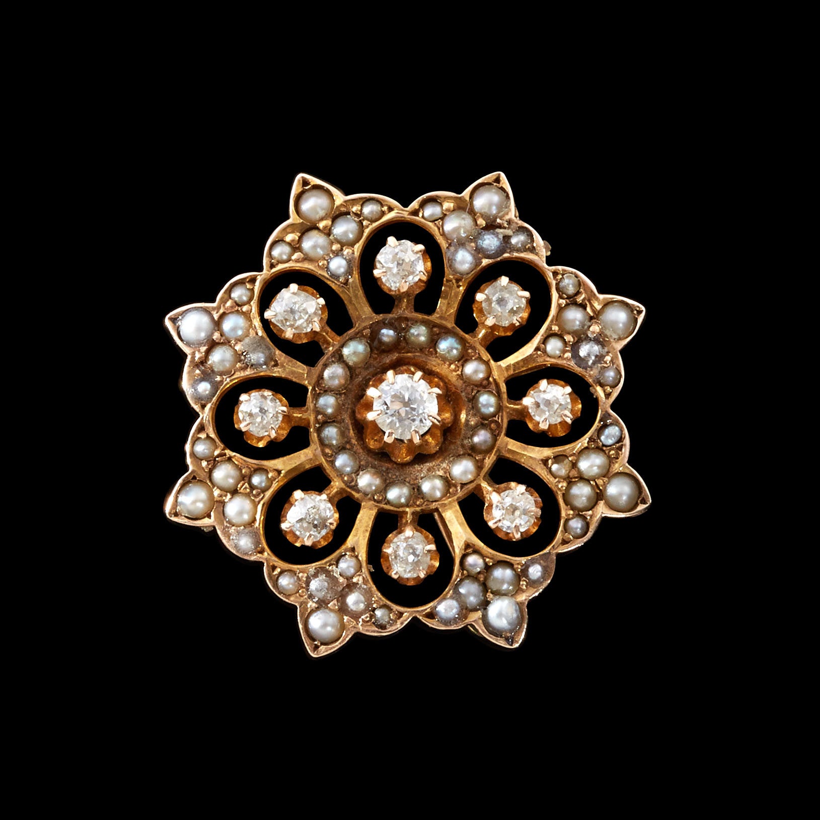Victorian Diamond Pearl Convertible Brooch Pendant, circa 1860s