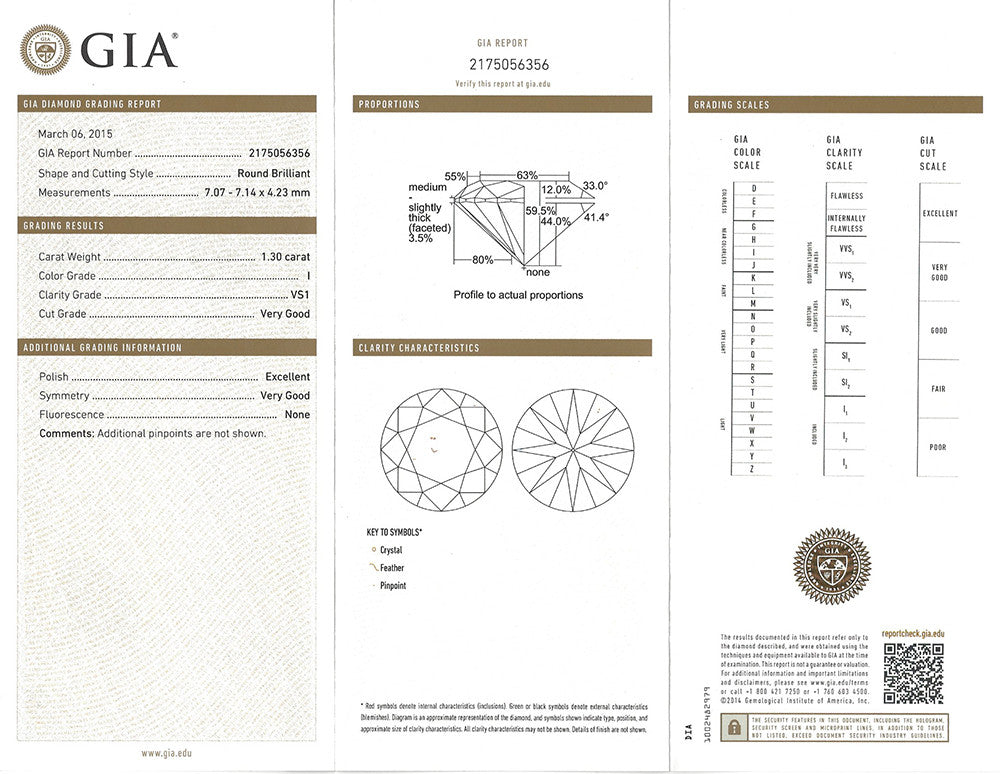 GIA 1.30-ct I/VS1 Round Brilliant Loose Diamond