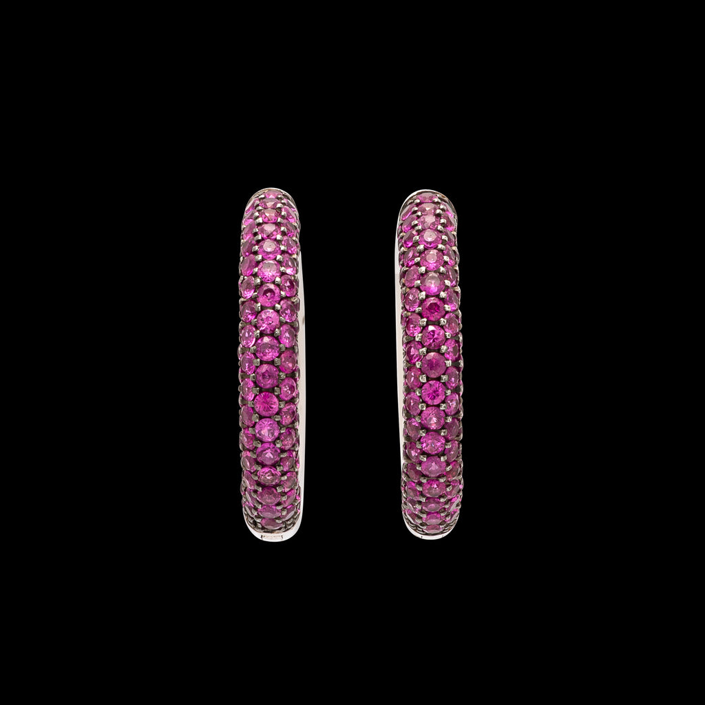 Salavetti Pink Sapphire & 18k White Gold Hoop Earrings