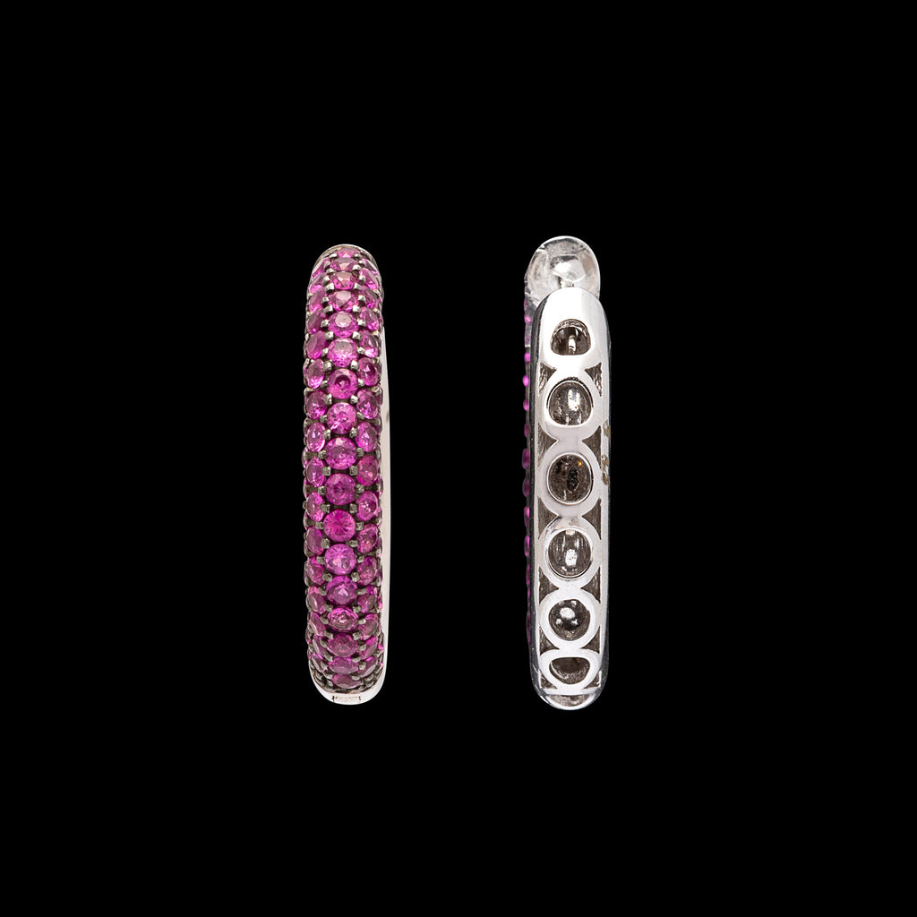 Salavetti Pink Sapphire & 18k White Gold Hoop Earrings