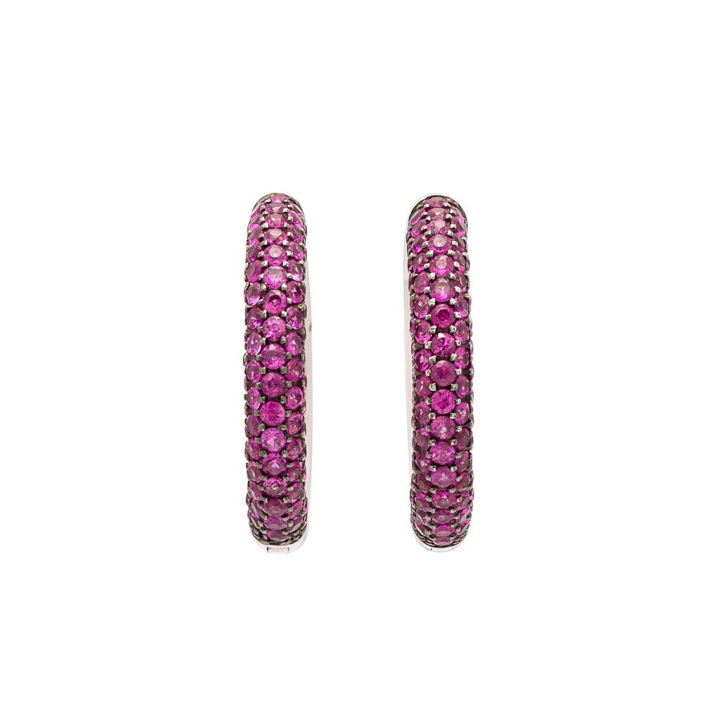 Salavetti Pink Sapphire & 18k White Gold Hoop Earrings
