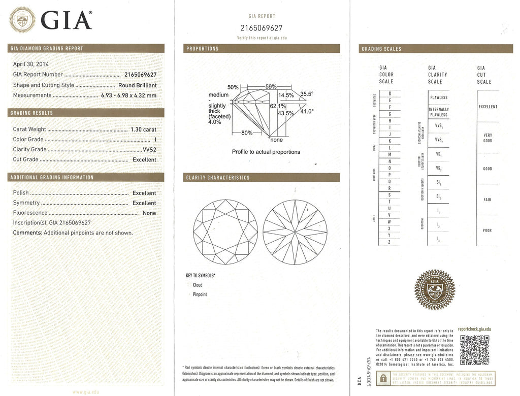 GIA 1.30-ct Round Brilliant Diamond Gold Ring