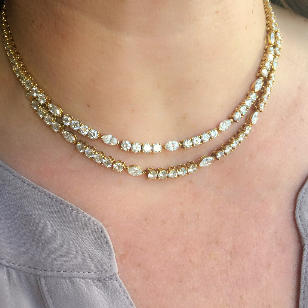 Cartier Marquise and Round Brilliant Cut Diamond Necklace, French