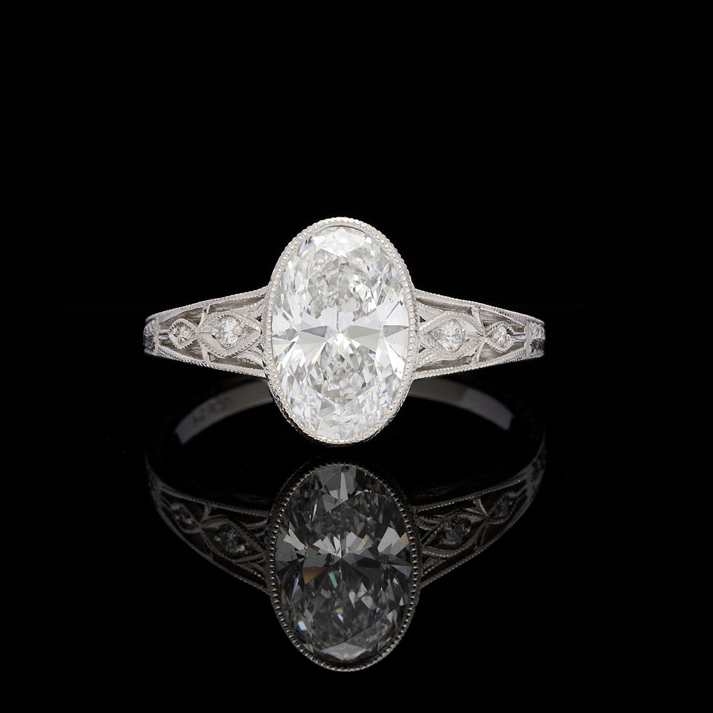 Oval Cut Diamond Art Deco Style Engagement Ring