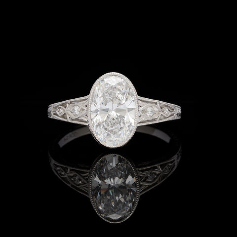 Oval Cut Diamond Art Deco Style Engagement Ring