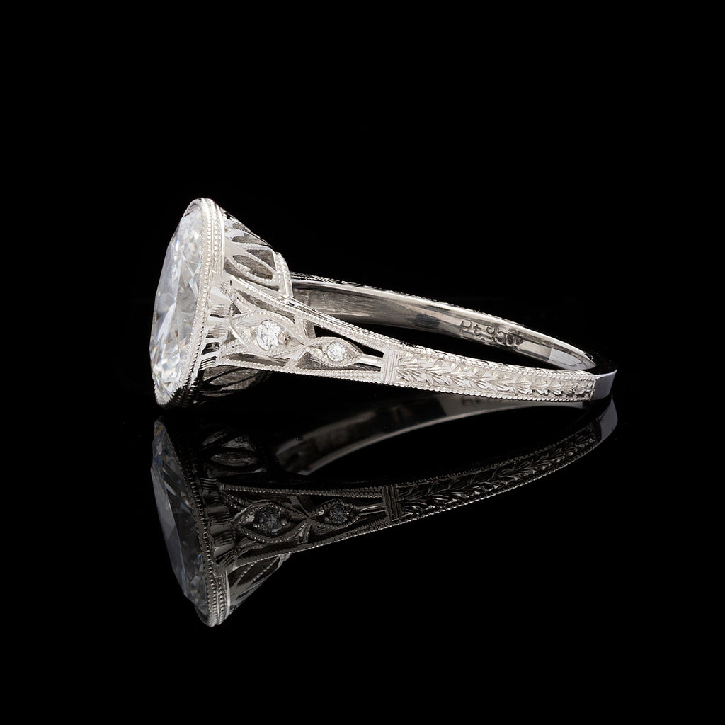 Oval Cut Diamond Art Deco Style Engagement Ring