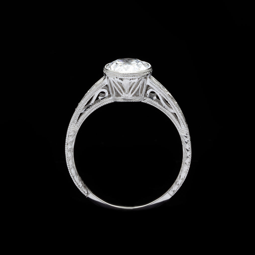 Oval Cut Diamond Art Deco Style Engagement Ring