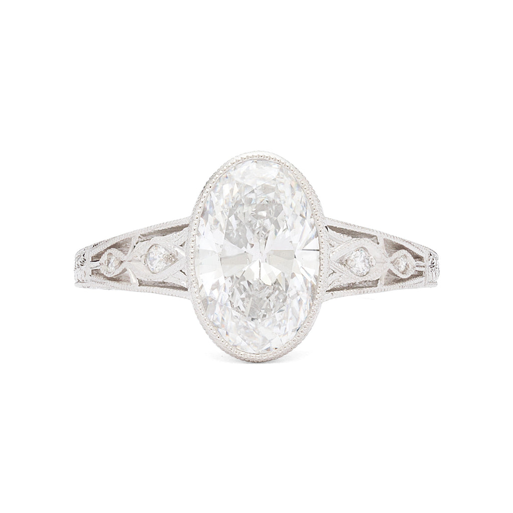 Oval Cut Diamond Art Deco Style Engagement Ring