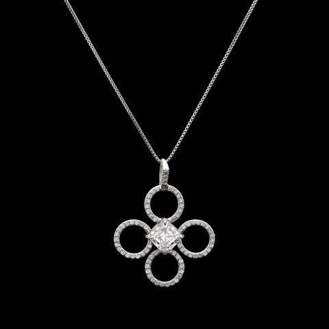 Platinum GIA 0.97ct H/VS1 Diamond Clover Pendant