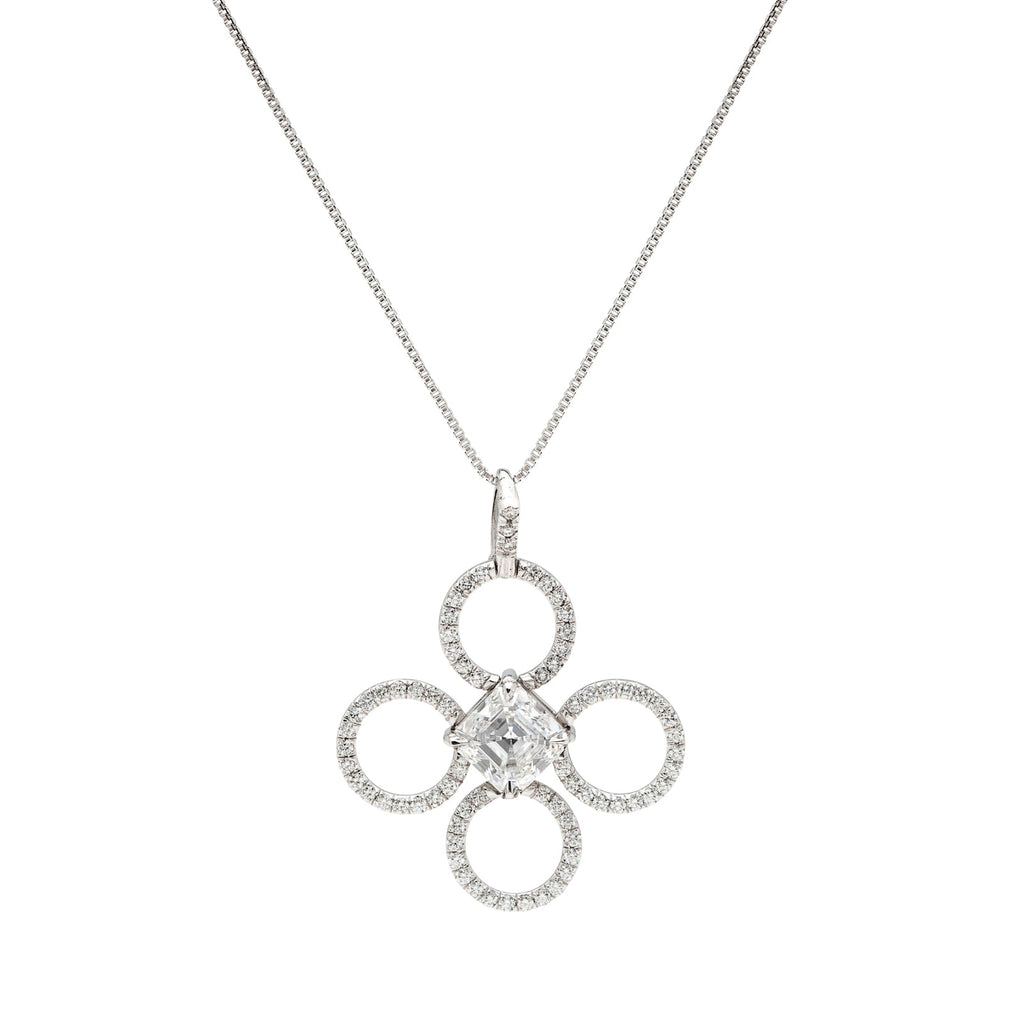 Platinum GIA 0.97ct H/VS1 Diamond Clover Pendant