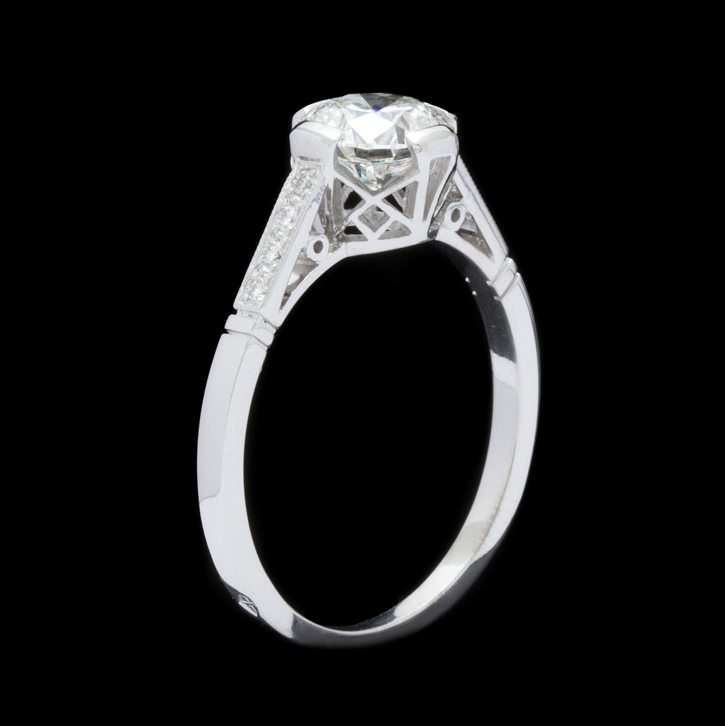 GIA 1.04 H/VS2 in Custom French Platinum Ring