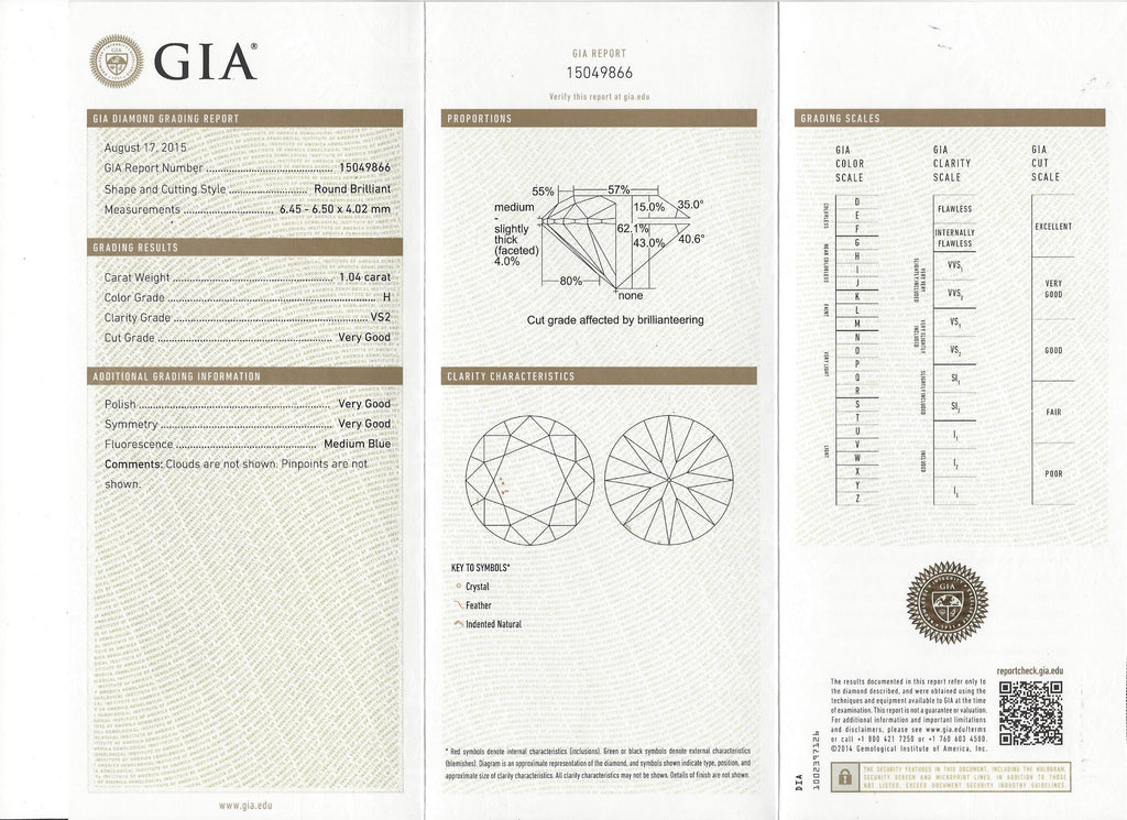 GIA 1.04 H/VS2 in Custom French Platinum Ring