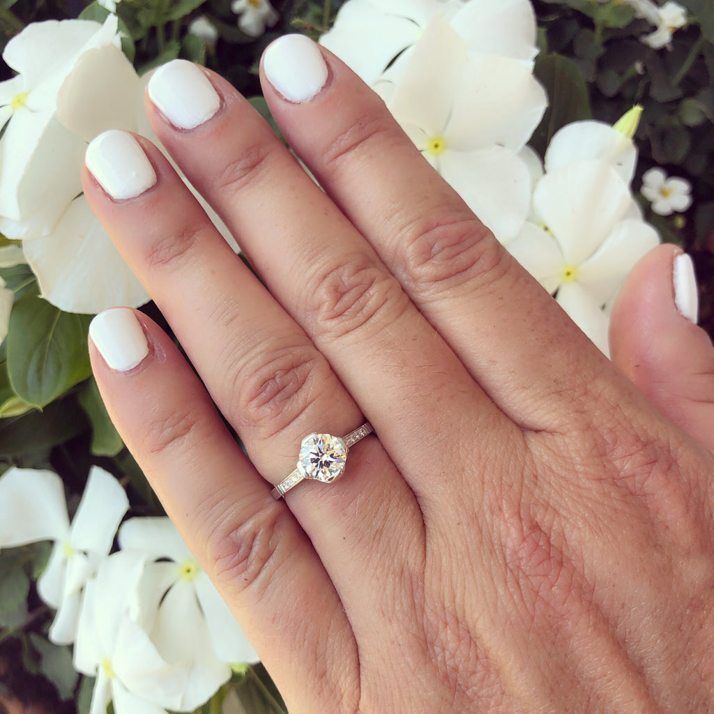 GIA 1.04 H/VS2 in Custom French Platinum Ring