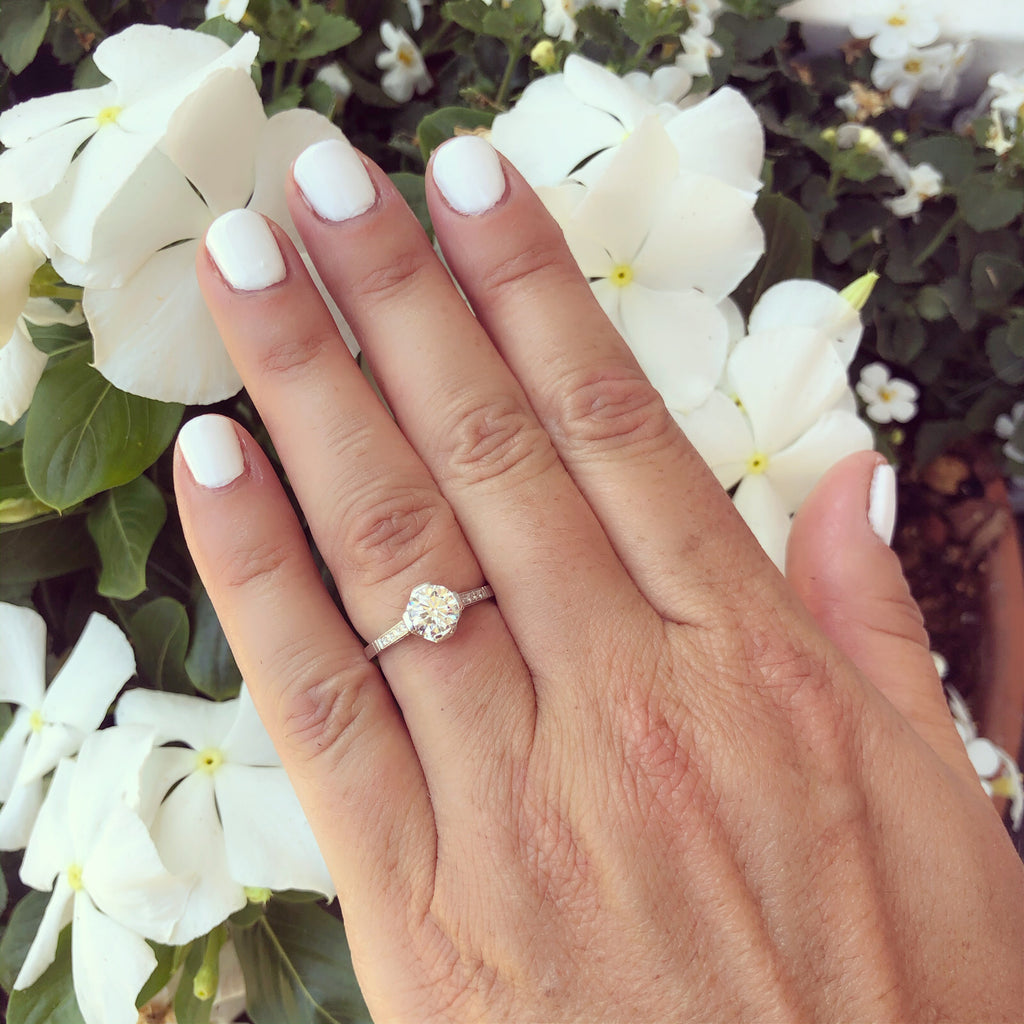 GIA 1.04 H/VS2 in Custom French Platinum Ring