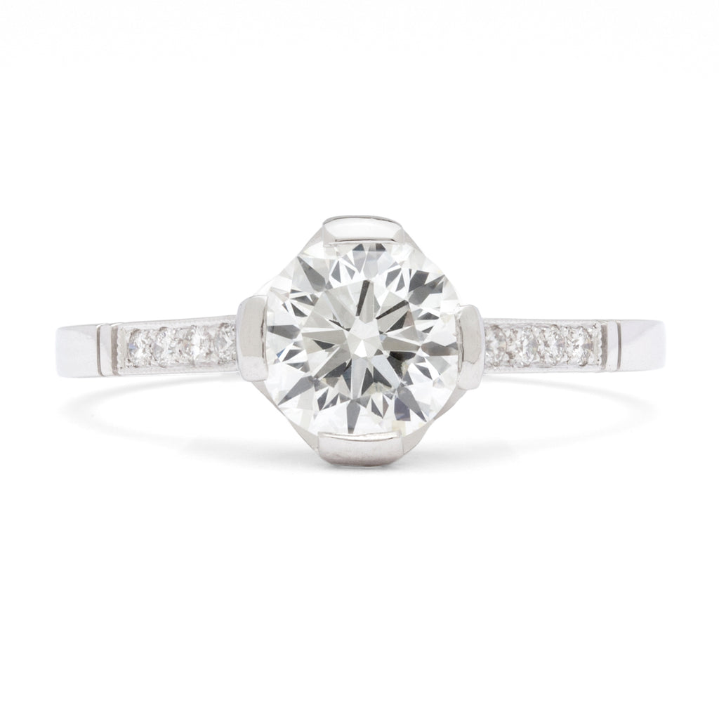 GIA 1.04 H/VS2 in Custom French Platinum Ring