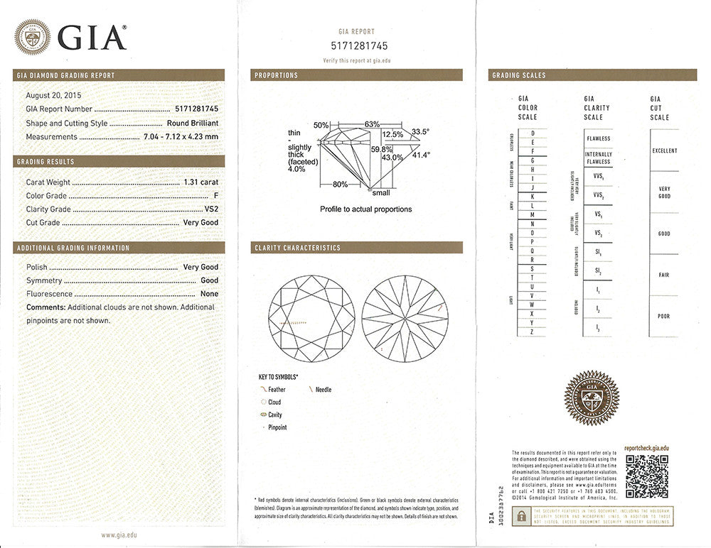 GIA 1.31-ct F/VS2 Round Brilliant Cut Loose Diamond